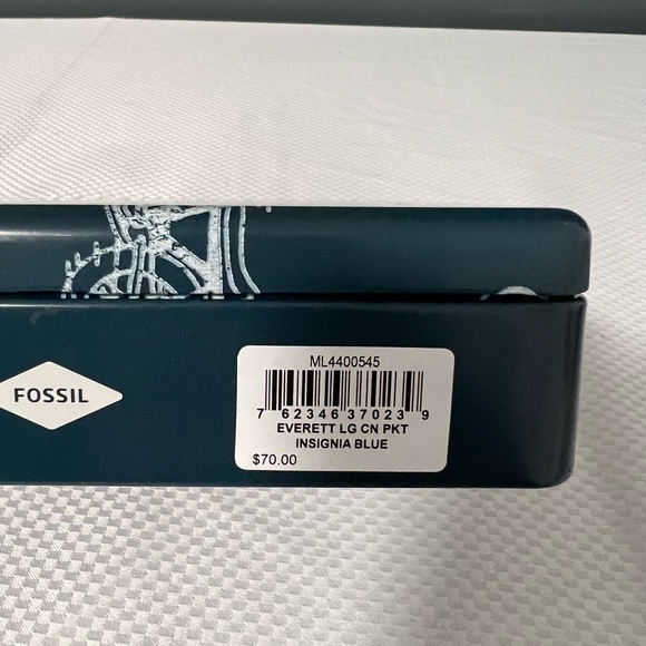 New Fossil Everett Large Coin Pocket Bifold Wallet Insignia Blue - Picture 10 of 11